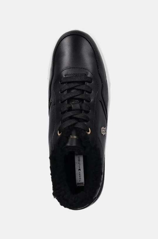 Kožené tenisky Tommy Hilfiger ESSENTIAL PLATFORM SNEAKER FUR čierna FW0FW08349