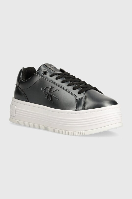Tenisky Calvin Klein Jeans BOLD PLATF LOW LACE LTH ML MTL usňová koža čierna YW0YW01464