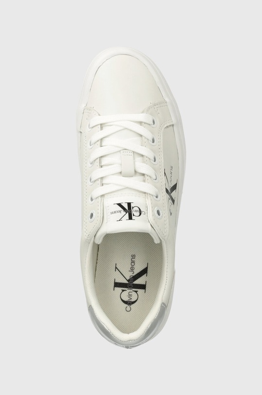 Calvin Klein Jeans sneakers din piele VULC FLATFORM LACEUP LTH alb YW0YW01474