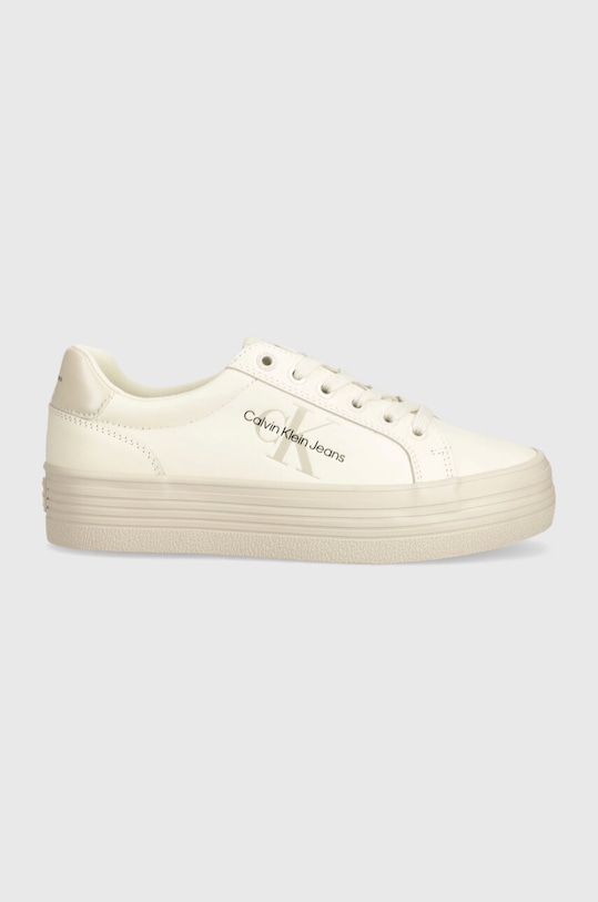 Kožené tenisky Calvin Klein Jeans VULC FLATFORM LACEUP LTH YW0YW01474 béžová AW24