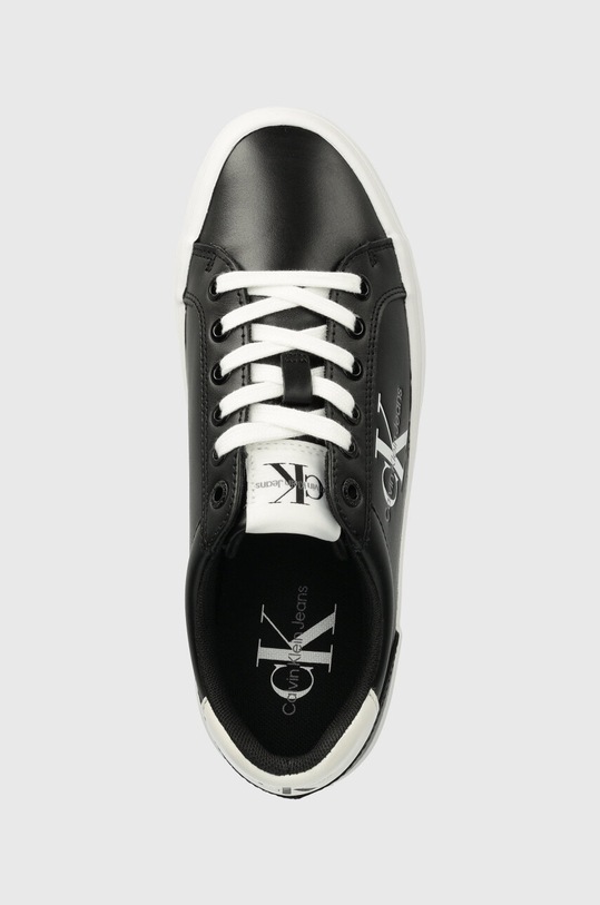 Calvin Klein Jeans sneakersy skórzane VULC FLATFORM LACEUP LTH czarny YW0YW01474