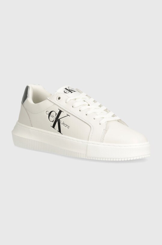 Кожаные кроссовки Calvin Klein Jeans CHUNKY CUPSOLE LACEUP LTH ML MTL платформа белый YW0YW01476