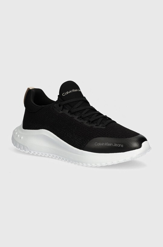 Tenisky Calvin Klein Jeans EVA RUNNER LOW SOCK KT IN MTR plochá čierna YW0YW01484