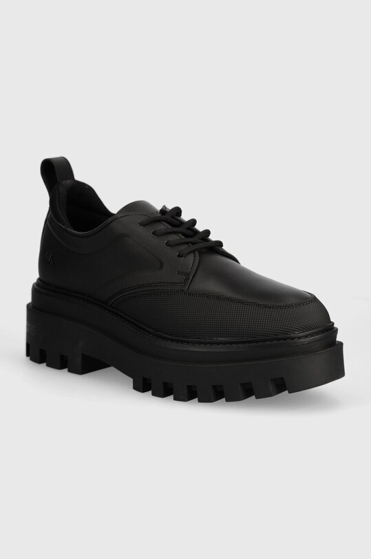 Calvin Klein Jeans pantof FLATFORM LACEUP DERBY MG MTL piele negru YW0YW01502