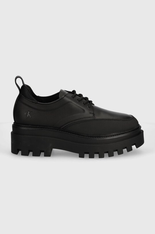 Calvin Klein Jeans pantof FLATFORM LACEUP DERBY MG MTL YW0YW01502 negru AW24