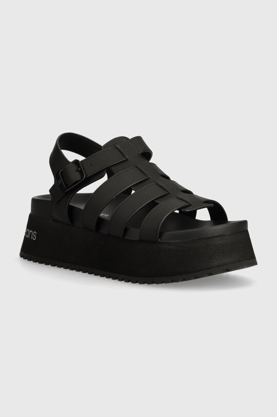 Σανδάλια Calvin Klein Jeans PLATFORM BUCKLE RUBBER MG MTL συνθετικό μαύρο YW0YW01513