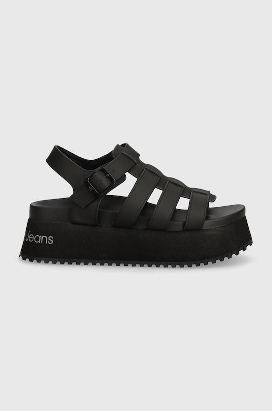 Calvin Klein Jeans sandale PLATFORM BUCKLE RUBBER MG MTL YW0YW01513 negru AW24