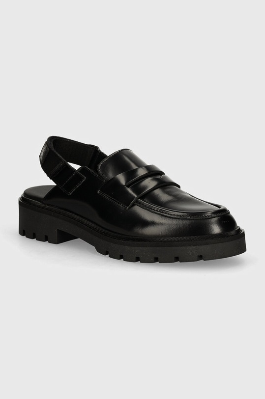 Calvin Klein Jeans mocassini in pelle COMBAT SLING MULE LTH pelle fiore nero YW0YW01521