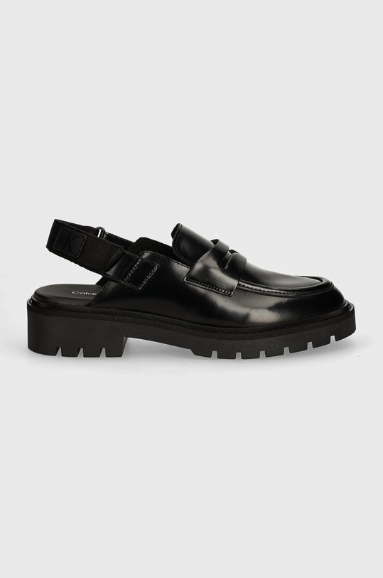 Calvin Klein Jeans mocassini in pelle COMBAT SLING MULE LTH YW0YW01521 nero AW24