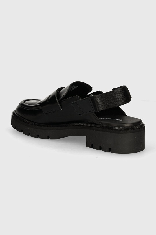 Scarpe Calvin Klein Jeans mocassini in pelle COMBAT SLING MULE LTH YW0YW01521 nero