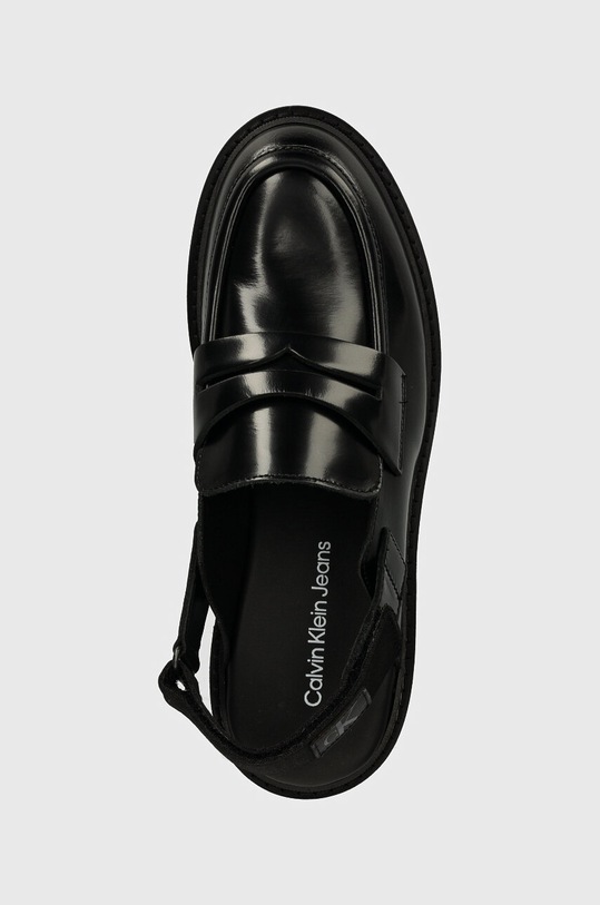 Calvin Klein Jeans mocassini in pelle COMBAT SLING MULE LTH nero YW0YW01521