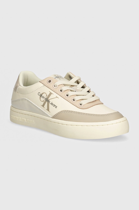 Sneakers boty Calvin Klein Jeans CLASSIC CUPSOLE LOW LACE LTH ML imitace kůže béžová YW0YW01527