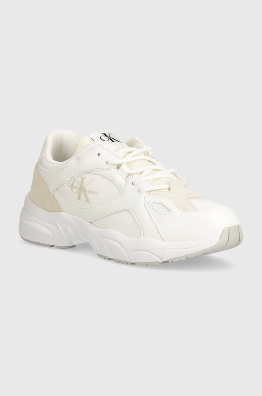 Calvin Klein Jeans sneakers RETRO TENNIS LOW LACE MIX ML imitatie de piele intoarsa alb YW0YW01528