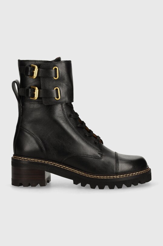 See by Chloé bocanci de piele Mallory SB33080A.999 negru AW24