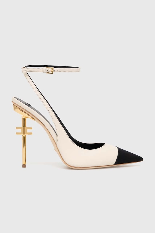 Kožené lodičky Elisabetta Franchi SA25B46E2.E84 béžová AW24