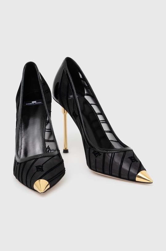 Cipők Elisabetta Franchi bőr tűsarkú SA42L46E2.110 fekete