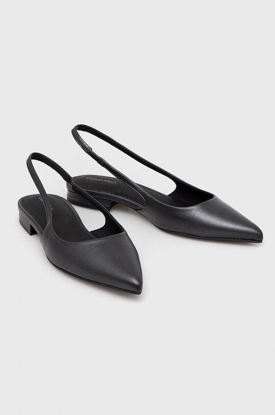 Obuv Kožené balerínky Calvin Klein FLAT SLINGBACK PUMP PEARL HW0HW02120 čierna