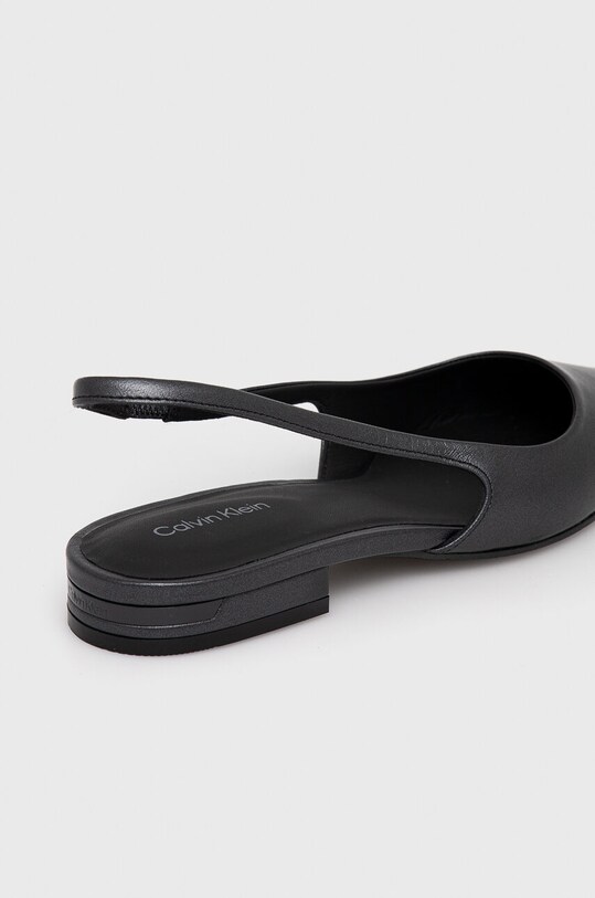 Kožené balerínky Calvin Klein FLAT SLINGBACK PUMP PEARL čierna HW0HW02120