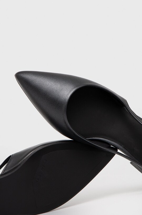 Kožené balerínky Calvin Klein FLAT SLINGBACK PUMP PEARL HW0HW02120 čierna