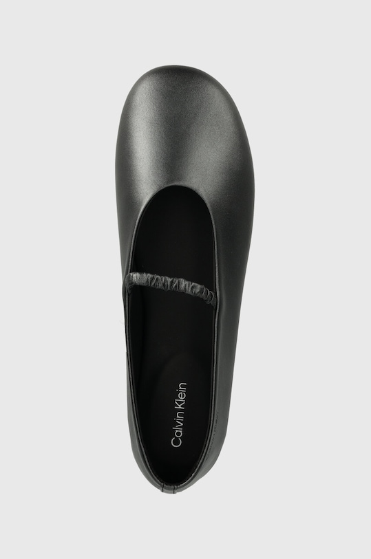 Calvin Klein balerini de piele BALLERINA W/STRAP PEARL LTH negru HW0HW02136