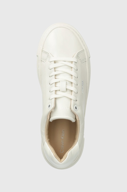 Usnjene superge Calvin Klein FF CUPSOLE LACE UP W/ML LTH bela HW0HW02118