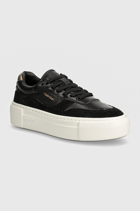 Sneakers boty Calvin Klein FF CUPSOLE LACE UP W/ML MIX M přírodní kůže černá HW0HW02125
