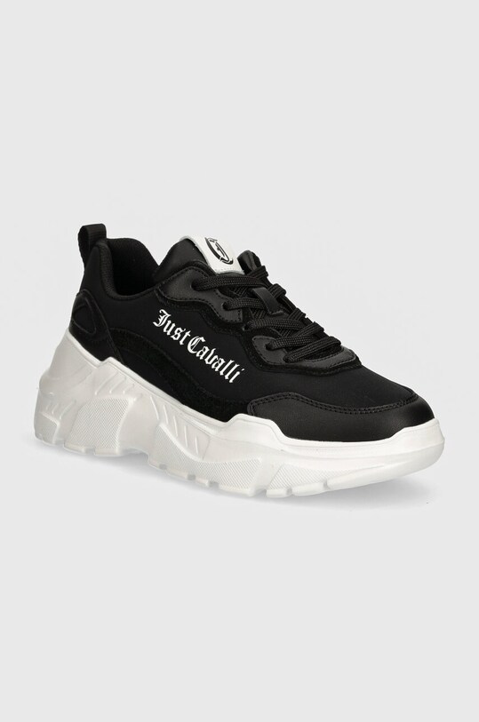 Just Cavalli sneakersy tekstylny czarny 77RA3SL1ZPA72899