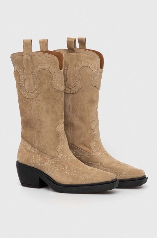 Copenhagen cizme de cowboy din piele intoarsa 5-8 cm bej CPH233