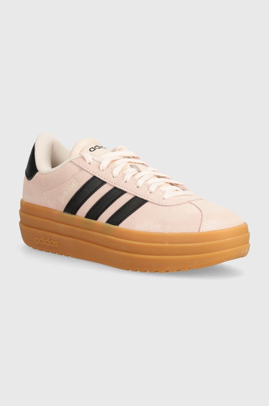 Замшеві кросівки adidas Vl Court Bold імітація лицьової шкіри рожевий JI2910