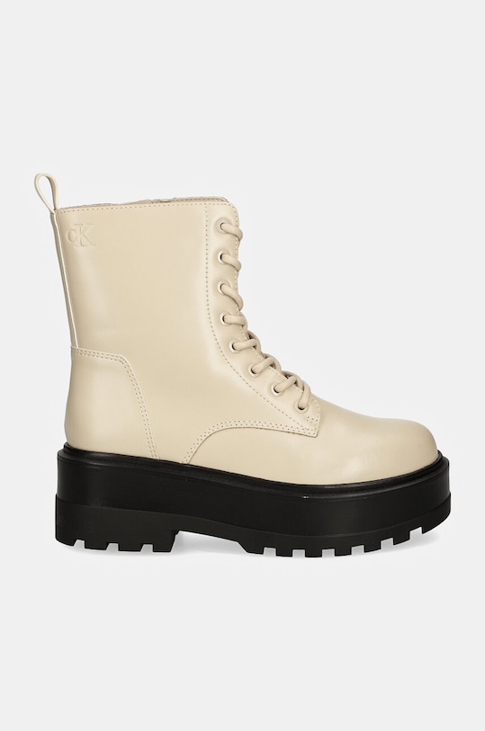 Farmářky Calvin Klein Jeans FLATFORM HIGH LACE UP MG DL YW0YW01535 béžová AW24