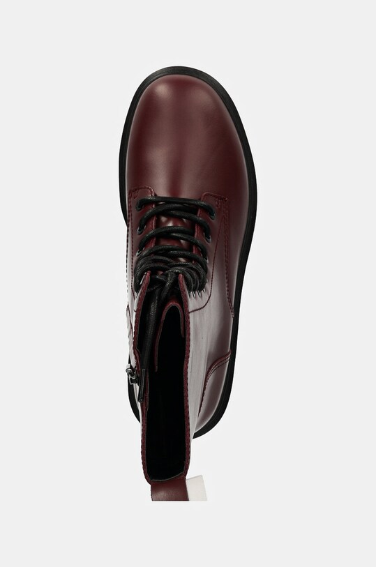 Workery Calvin Klein Jeans FLATFORM HIGH LACE UP MG DL burgundské YW0YW01535