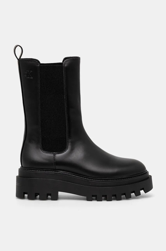 Шкіряні черевики Calvin Klein Jeans FLATFORM CHELSEA BOOT MG LTH YW0YW01542 чорний AW24