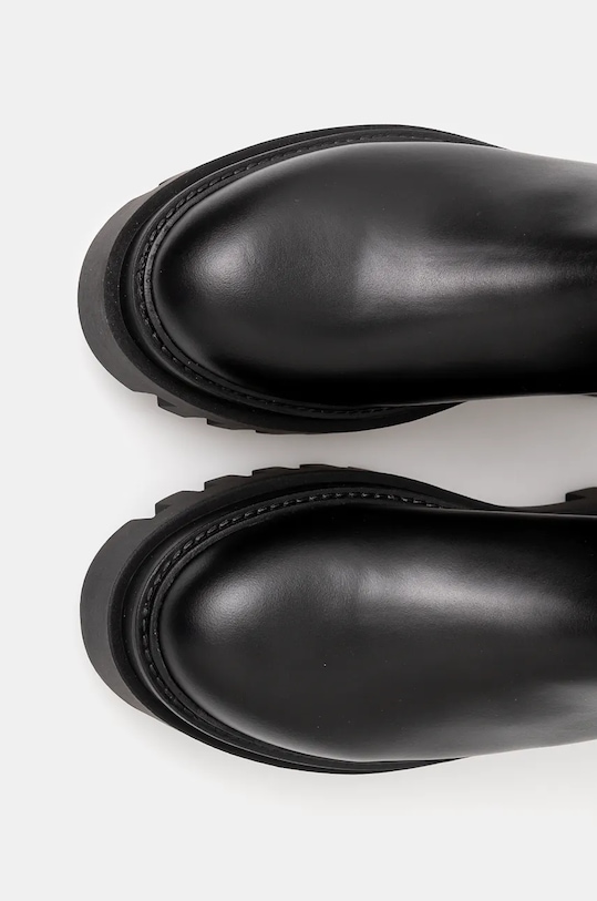 Calvin Klein Jeans ghete chelsea de piele FLATFORM CHELSEA BOOT MG LTH YW0YW01542 negru