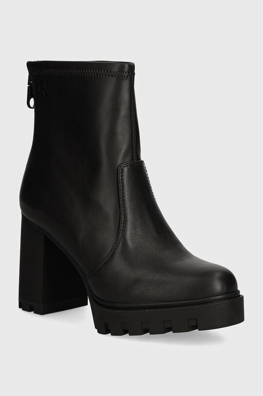 Gležnjače Calvin Klein Jeans HEEL PLATFORM ZIP BOOT MG NAPPA na patentni zatvarač crna YW0YW01546