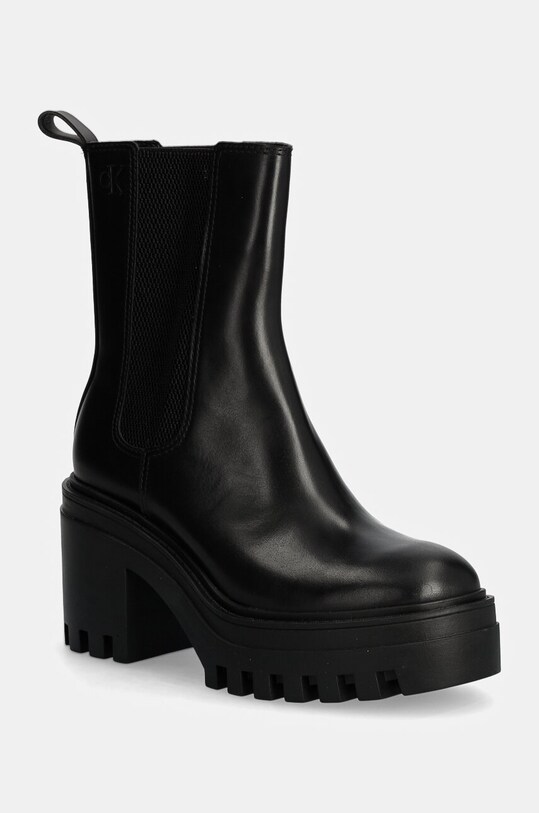 Μποτάκια Calvin Klein Jeans CHUNKY HEELED CHELSEA LTH χωρίς μόνωση μαύρο YW0YW01547