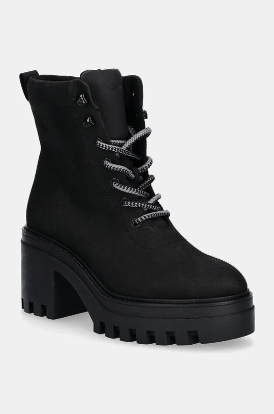 Členkové topánky Calvin Klein Jeans CHUNKY HEELED ZIP BOOT LTH nezateplené čierna YW0YW01548