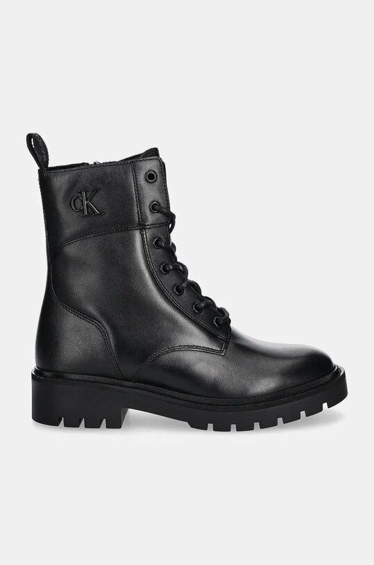 Шкіряні черевики Calvin Klein Jeans COMBAT BOOT MID ZIP LTH IN CALF YW0YW01550 чорний NC24