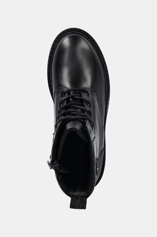 Шкіряні черевики Calvin Klein Jeans COMBAT BOOT MID ZIP LTH IN CALF чорний YW0YW01550