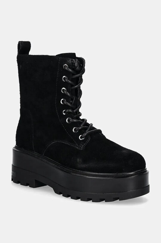 Workers σουέτ Calvin Klein Jeans FLATFORM ZIP LACEUP MG S 5-8 cm μαύρο YW0YW01554