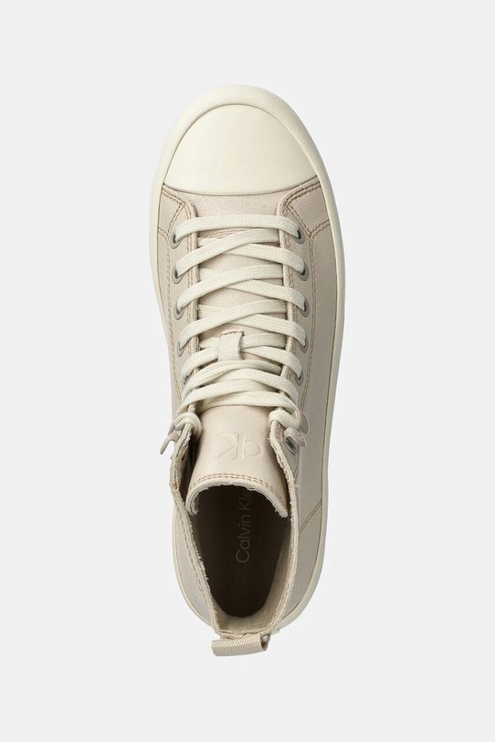 Semišové tenisky Calvin Klein Jeans LUGGED HYBRID MID LACEUP SUEDE béžová YW0YW01565