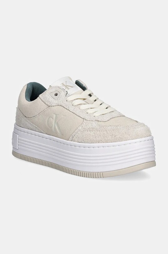 Замшевые кроссовки Calvin Klein Jeans BOLD PLATF LACEUP LOW MG SUEDE платформа бежевый YW0YW01575
