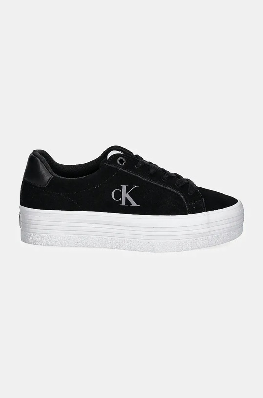 Semišové sneakers boty Calvin Klein Jeans VULC FLATFORM LACEUP LOW MG S YW0YW01576 černá NC24