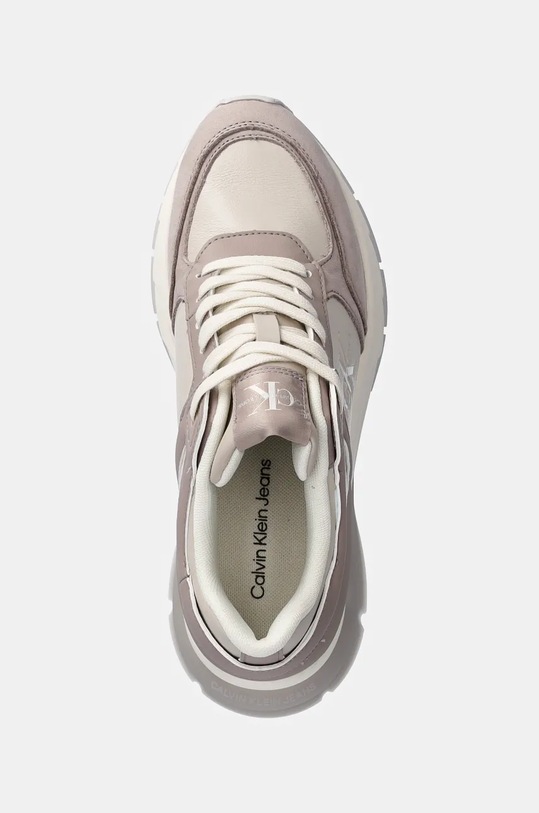Sneakers boty Calvin Klein Jeans WEDGE RUNNER LACE UP ML MIX béžová YW0YW01577