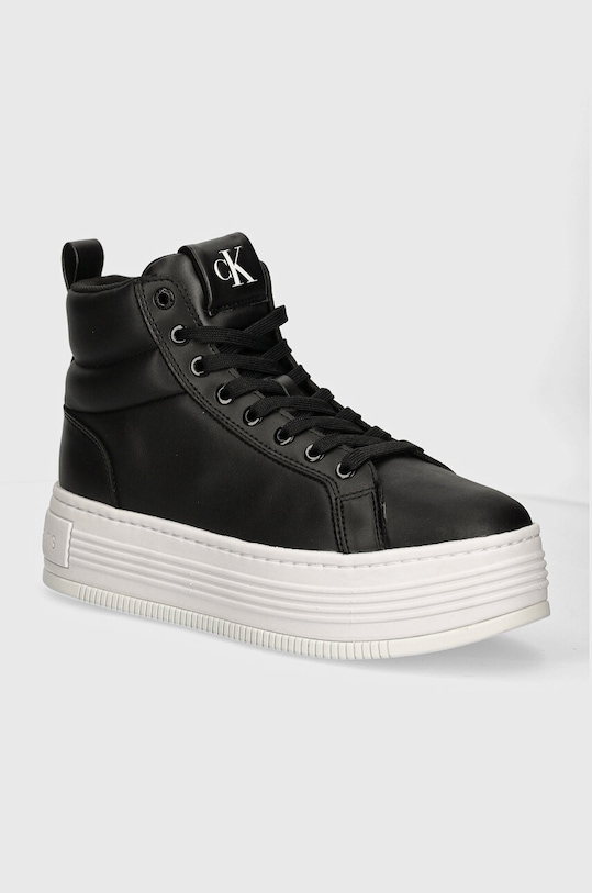 Αθλητικά Calvin Klein Jeans BOLD PLATF MID OH MG LTH απομίμηση λείου δέρματος μαύρο YW0YW01583