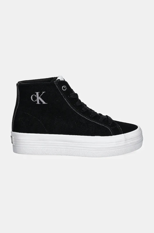 Велурени кецове Calvin Klein Jeans VULC FLATFORM LACEUP MID MG S YW0YW01584 черен NC24