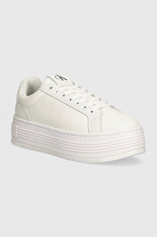 Kožené sneakers boty Calvin Klein Jeans BOLD PLATF LOW OH MG LTH imitace kůže bílá YW0YW01589