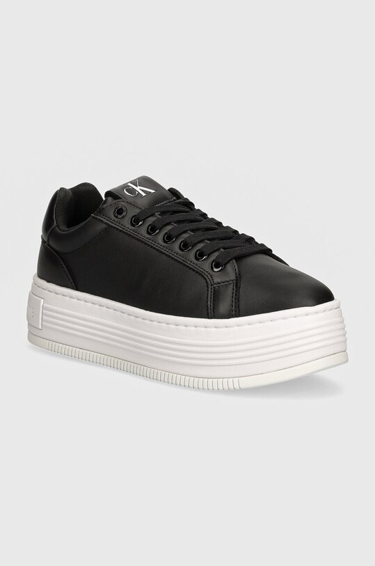 Шкіряні кросівки Calvin Klein Jeans BOLD PLATF LOW OH MG LTH імітація лицьової шкіри чорний YW0YW01589