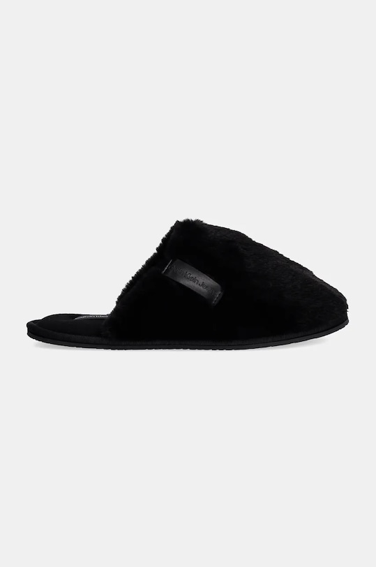 Calvin Klein Jeans papuci de casa otel SLIPPER FUR AFTER GLOW YW0YW01593 negru AW24