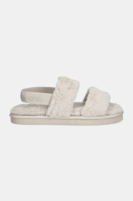 Παντόφλες Calvin Klein Jeans HOME VELCRO IN FUR YW0YW01595 μπεζ AW24