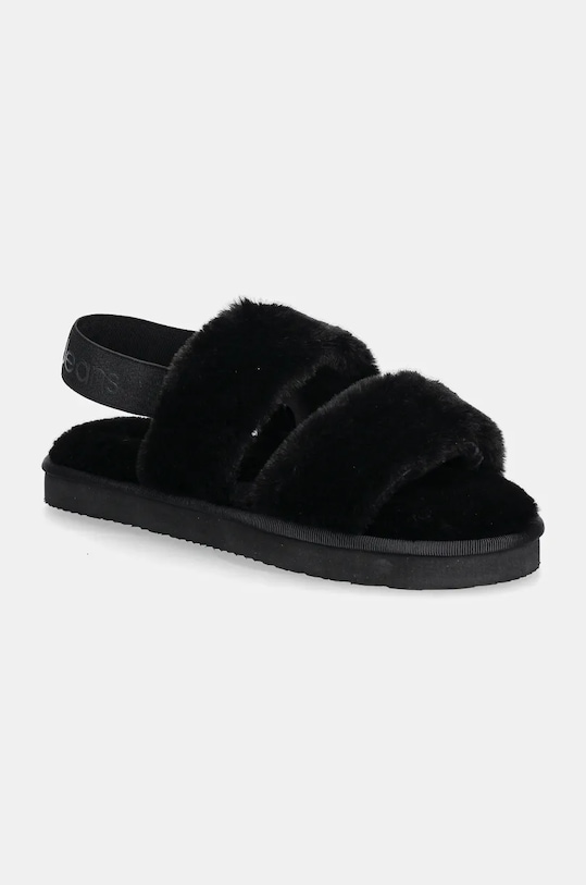 Calvin Klein Jeans papuci de casa HOME VELCRO IN FUR negru YW0YW01595